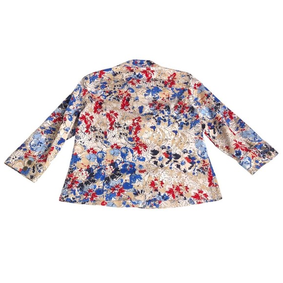 Christopher & Banks Jacket Womens M Petite Floral Art To Wear Abstract Pockets - Picture 11 of 16
